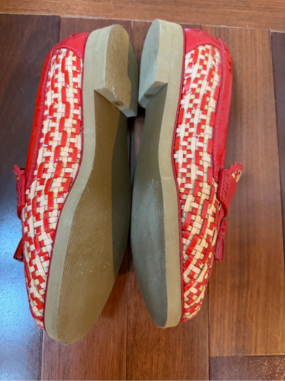 Tory Burch Red Woven Tassel Loafers size 9 - Picture 2 of 4